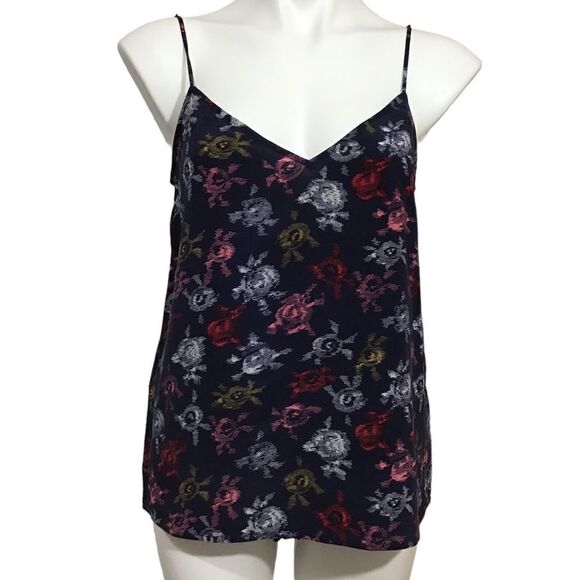 Equipment Blue Satin Silk V-Neck Spaghetti Strap Top Size Medium - Picture 1 of 9